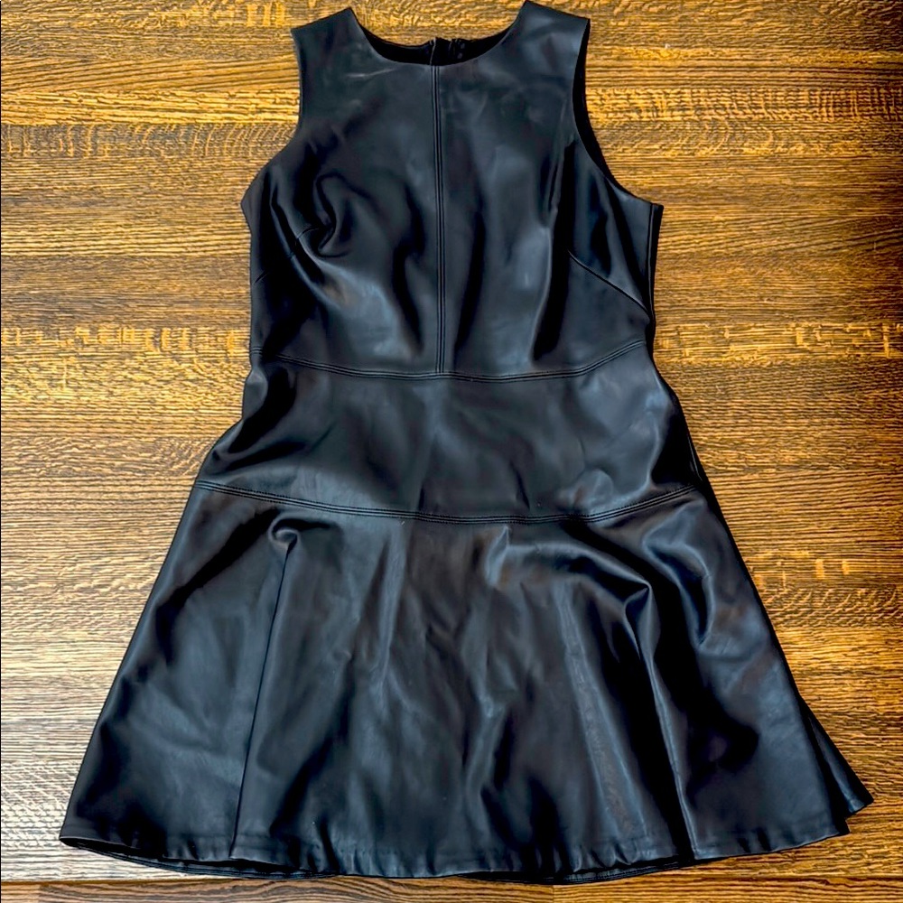 Banana republic Faux leather fit and flare dress
